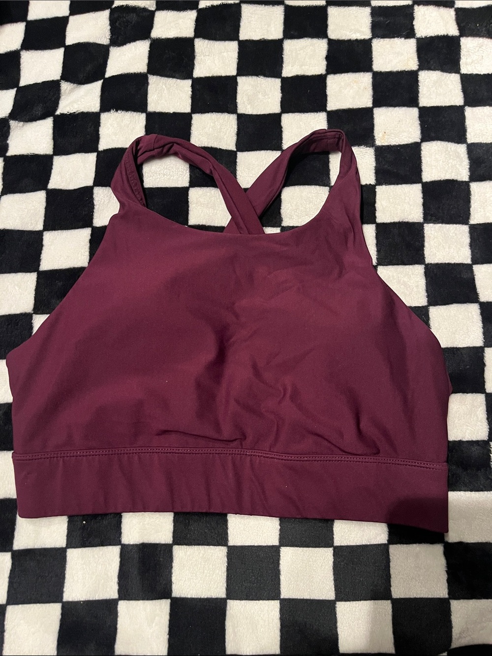 Fabletics Women's Cross-Back High Impact Sports Bra - Deep Plum